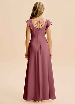 Azazie Bondi Junior Desert Rose A-Line Side Slit Stretch Satin Dress image2