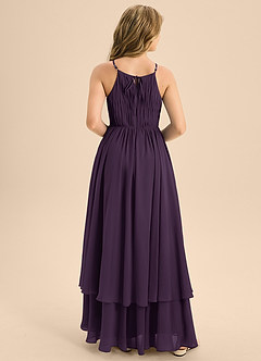 Azazie Elliora Junior Plum A-Line Pleated Chiffon Dress image2