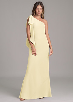 Azazie Capri Brautjungfernkleider A-Linie One-Shoulder Chiffon Kleid Zitronensorbet image6