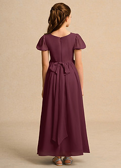 Azazie Joss Flower Girl Dresses Cabernet A-Line with Sleeves Chiffon Dress image10