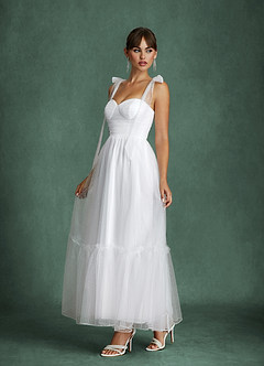Azazie Angelica Wedding Dresses Diamond White A-Line Sweetheart Neckline Tulle Dress image4