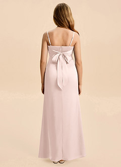 Azazie Christen Junior Vestido de Rosa Rubor de Satén Elástico de Corte en A con Plisado image5