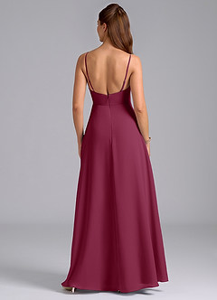 Azazie Sarella Bridesmaid Dresses Mulberry A-Line with Pockets Chiffon Dress image2
