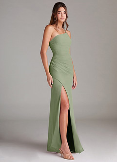 Azazie Eren Abiti da Damigella Abito Tubino in Chiffon Monospalla Pistacchio image5
