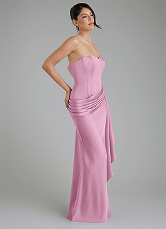 Azazie Draya Bridesmaid Dresses Candy Pink Mermaid Strapless Stretch Satin Dress image7