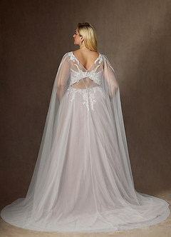 Azazie Goddess Abiti da Sposa Abito A-Line in Tulle con Scollo a V e Paillettes Bianco Diamante Moka image14