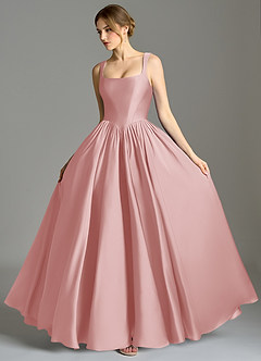 Azazie Verina Brudtärnklänningar Klä av A-Linje i Stretch Satin Plisserad Puderrosa image4