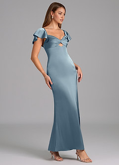 Azazie Demia 신부 들러리 드레스 쉬스 스윗하트 네크라인 스트레치 새틴 발목 길이 드레스 image3