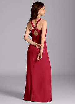 Azazie Mero Junior Scarlet Mermaid Pleated Chiffon Dress image7
