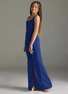 Azazie Mero Junior Royal Blue Mermaid Pleated Stretch Satin Dress image4