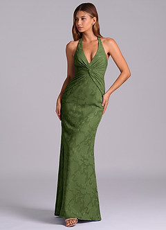 Azazie Valerie 신부 들러리 드레스 인어 주름진 플로럴 번아웃 바닥 길이 드레스 image4