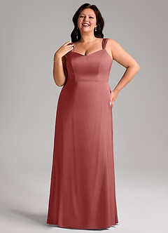 Azazie Denice Bridesmaid Dresses Antique Rose Sheath Pleated Stretch Satin Dress image10