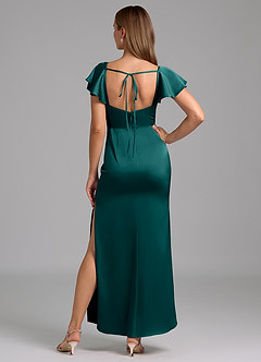 Azazie Demia Bridesmaid Dresses Peacock Sheath Sweetheart Neckline Stretch Satin Dress image6