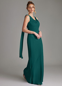 Azazie Essence Bridesmaid Dresses Peacock Sheath Chiffon Dress image5
