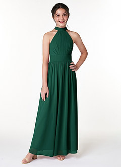 Azazie Iman Junior Linia A Pofałdowany Szyfon Długość podłogi Młodsza druhna Sukienka image3