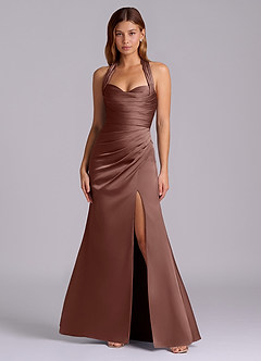 Azazie Destiny Bridesmaid Dresses Espresso Mermaid Sweetheart Neckline Stretch Satin Dress image4