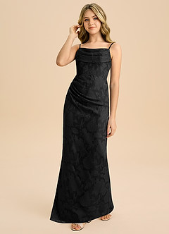 Azazie Mai Junior Etui Plissee Blumen-Burnout Kleid Schwarz image6