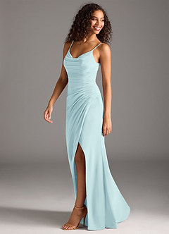 Azazie Deandra Bridesmaid Dresses Sea Glass Mermaid Pleated Chiffon Dress image3