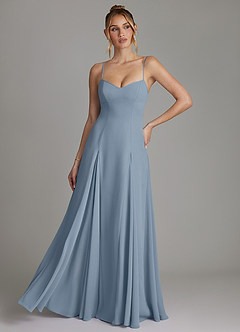 Azazie Imani Bridesmaid Dresses Dusty Blue A-Line Sweetheart Neckline Chiffon Dress image1