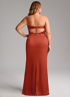 Azazie Leonis Brautjungfernkleider Wandelbar Meerjungfrau-Linie Plissee Stretch-Satin Kleid Rost image10
