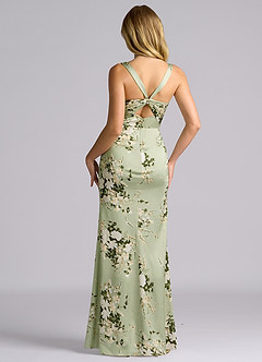 Azazie Mero Bridesmaid Dresses Floral Vines Mermaid Pleated Stretch Satin Dress image6