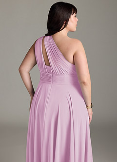 Azazie Charlize Bridesmaid Dresses Candy Pink A-Line One Shoulder Chiffon Dress image13