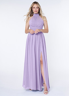 Azazie Iman Bridesmaid Dresses Lilac A-Line A-Line Ruched Chiffon Dress image1