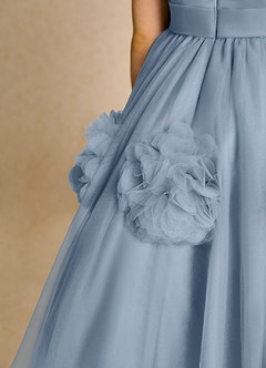 Azazie Vola Flower Girl Dresses Dusty Blue Ball-Gown Sleeveless Tulle Dress image6