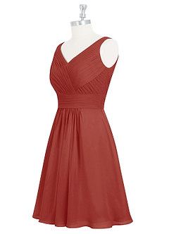 Azazie Grace Abiti da Damigella Abito A-Line in Chiffon Plissettato Terracotta image9