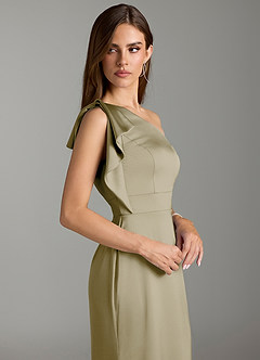 Azazie Rinna Brautjungfernkleider Meerjungfrau-Linie Gestreift Stretch-Satin Kleid Moosgrün image5