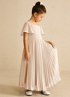 Azazie Bun Bun Flower Girl Dresses White Alabaster A-Line Pleated Chiffon Dress image5