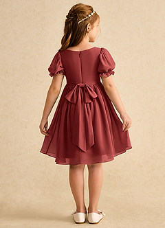 Azazie Jolie Blumenmädchenkleider A-Linie mit ärmel Chiffon Kleid Terrakotta image2