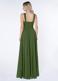 Azazie Kaleigh Bridesmaid Dresses Olive A-Line Pleated Chiffon Dress image2