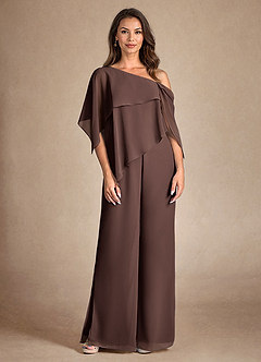 Azazie Halima Moeder van de bruid jurken Broekpak Jurk van Chiffon Zijsplit Ganache image7