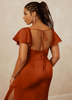 Christian Siriano Bridal for Azazie 1005 Bridesmaid Dresses Burnt Orange Sheath Sweetheart Neckline Stretch Satin Dress image19