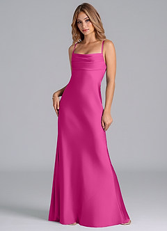 Azazie Seema Brautjungfernkleider Meerjungfrau-Linie Korsett Stretch-Satin Kleid Fuchsia image3