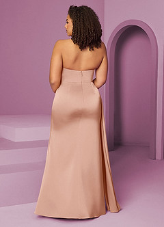 Barbie ♥ Azazie Bridesmaid Dresses Rose Gold Mermaid Pleated Stretch Satin Dress image12