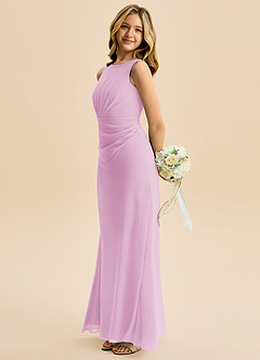 Azazie Floris Junior Linia A Pofałdowany Szyfon Długość podłogi Młodsza druhna Sukienka image5