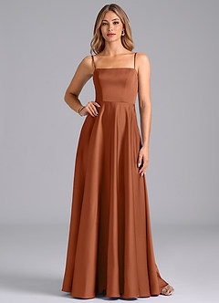 Azazie Elita Bridesmaid Dresses Cedar Rose A-Line Pleated Stretch Satin Dress image1