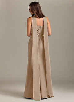 Azazie Kinsley Bridesmaid Dresses Taupe Mermaid Side Slit Stretch Satin Dress image2