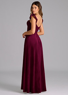 Azazie Denisse Bridesmaid Dresses Cabernet A-Line Ruched Velvet Dress image6