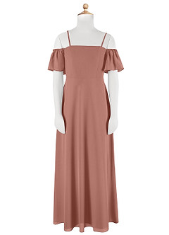 Azazie Sue Junior Auburn A-Line Off the Shoulder Chiffon Dress image7