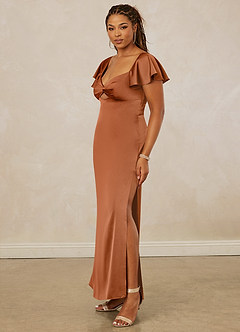 Christian Siriano Bridal for Azazie 1005 Bridesmaid Dresses Copper Sheath Sweetheart Neckline Stretch Satin Dress image11