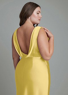 Azazie Kieryn Bridesmaid Dresses Canary Mermaid Pleated Stretch Satin Dress image14
