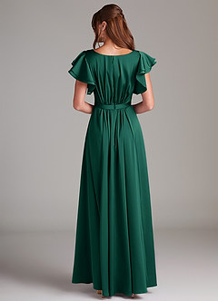 Azazie Daphne Modest Bridesmaid Dresses A-Line Ruched Stretch Satin Floor-Length Dress image6