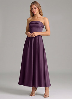 Azazie Lucienne Suknie dla druhen Linia A Pofałdowany Satyna elastyczna Długość kostki Sukienka image4