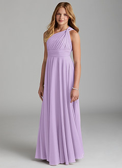 Azazie Charlize Junior Lilac A-Line Mesh Dress image3