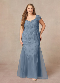 Azazie Marbella Mother of the Bride Dresses Mermaid Queen Anne Sequins Lace Floor-Length Dress image8