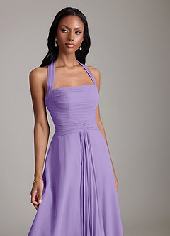 Azazie Clarisa Vestidos de damas de honor Vestido de Tahití de Gasa de Corte en A con Plisado image3