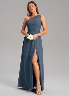 Azazie Phaedra Bridesmaid Dresses Neptune A-Line One Shoulder Chiffon Dress image4